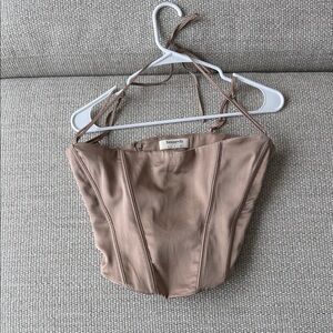 Boohoo Tan Bandeau Corset Top
